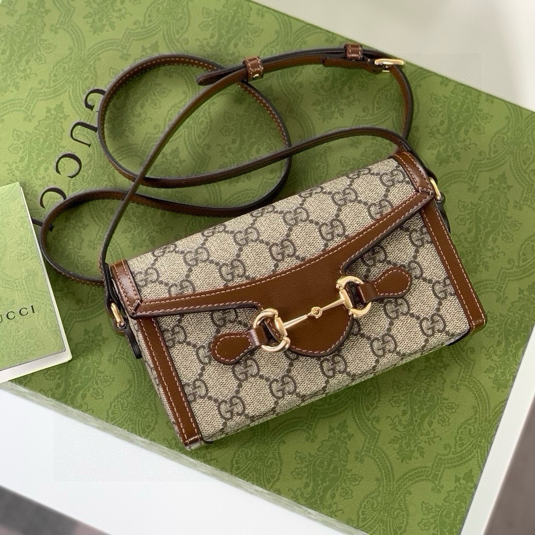 Gucci Horsebit 1955 Series Mini Handbag Beige and Ebony